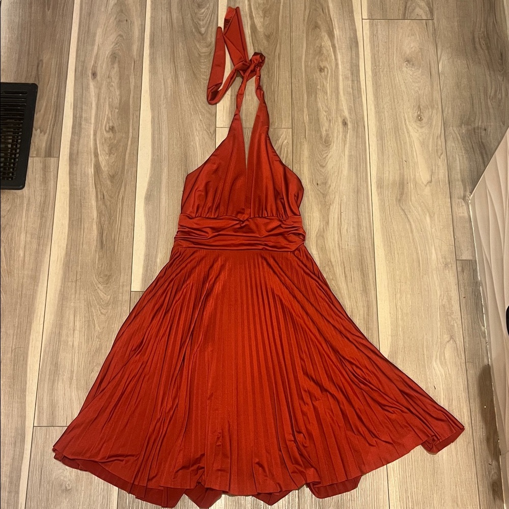 Elegant Red Halter Dress